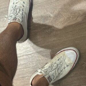 Converse White Sneakers with Red Trim